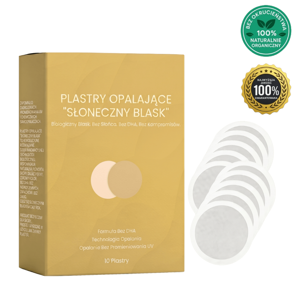 Plaster SunFree Glow – nowoczesna maska do pielęgnacji z peelingiem, 10 plastry bez DHA, naturalny blask.