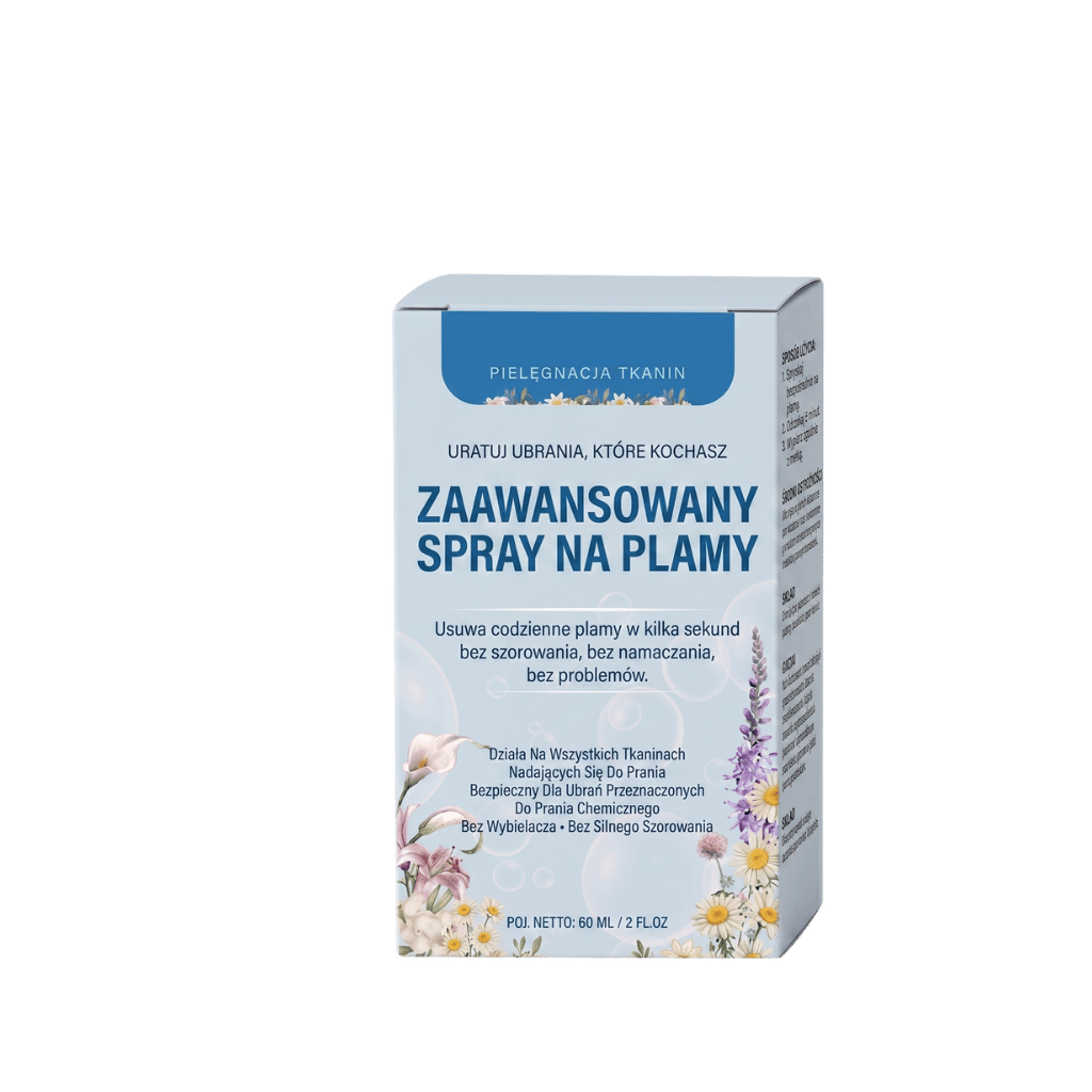 Zaawansowany niejonowy spray emulgujący do prania w opakowaniu, skutecznie usuwający plamy z tkanin.