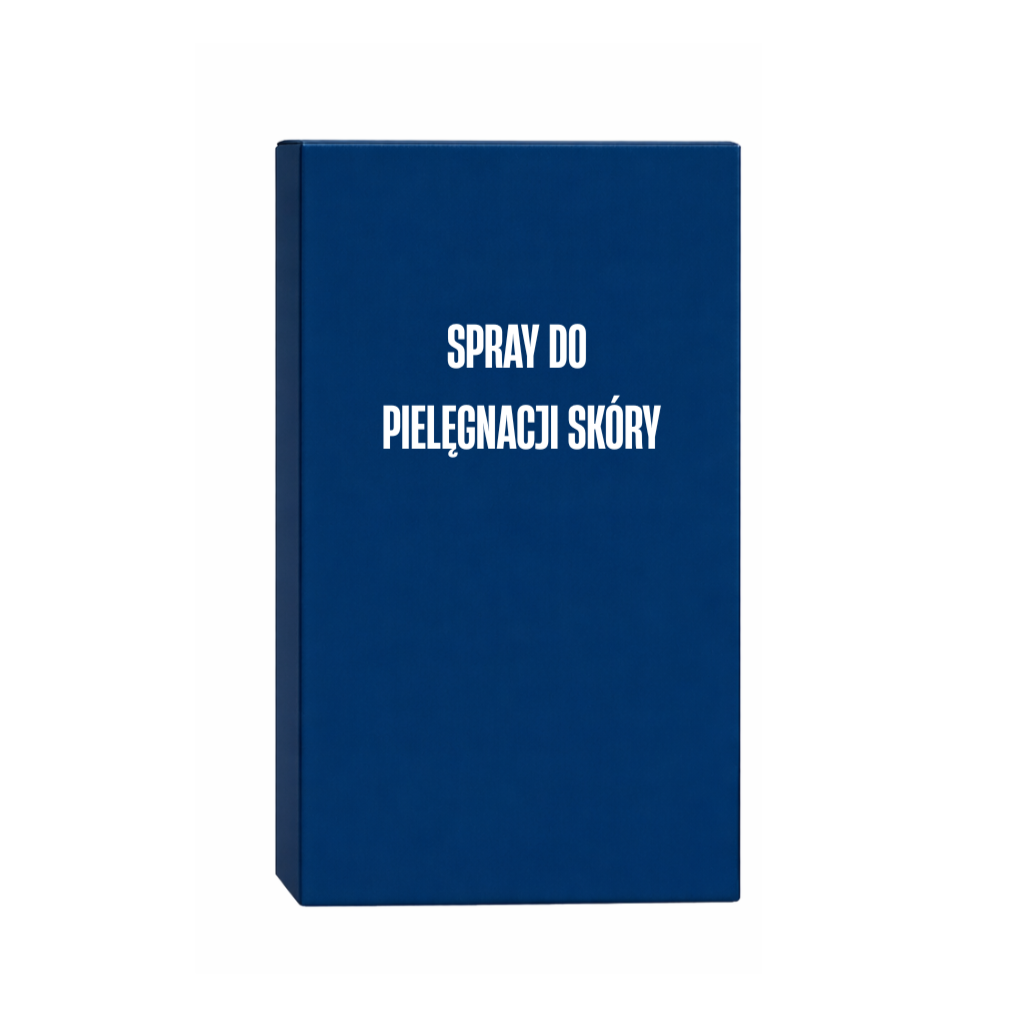 Spray do pielęgnacji skóry w niebieskim opakowaniu, idealny do codziennej rutyny pielęgnacyjnej.