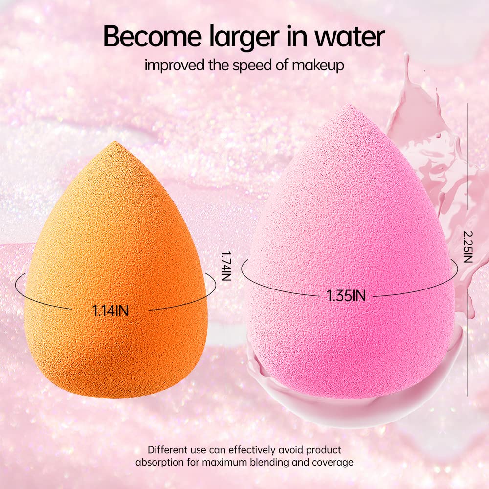 Biala – Gąbka do Makijażu Beauty Blender, porównanie rozmiarów gąbek przed i po namoczeniu w wodzie.