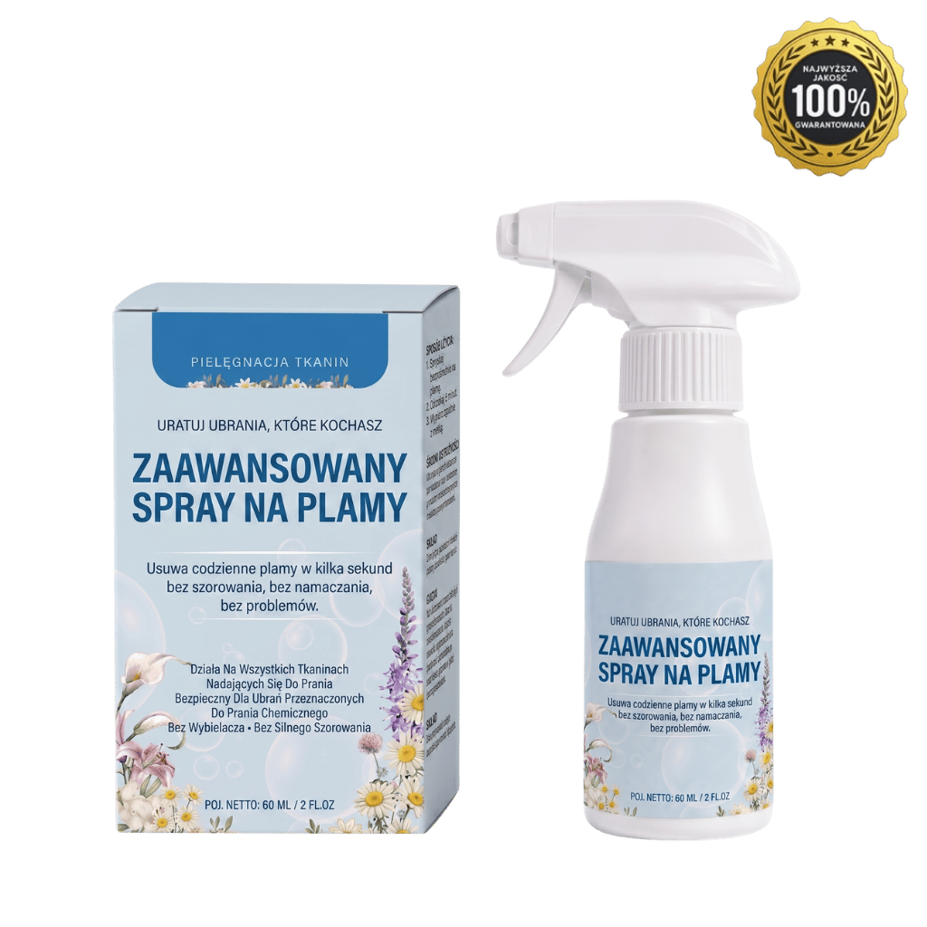Zaawansowany niejonowy spray emulgujący do prania, skuteczne usuwanie plam z tkanin, delikatna formuła.