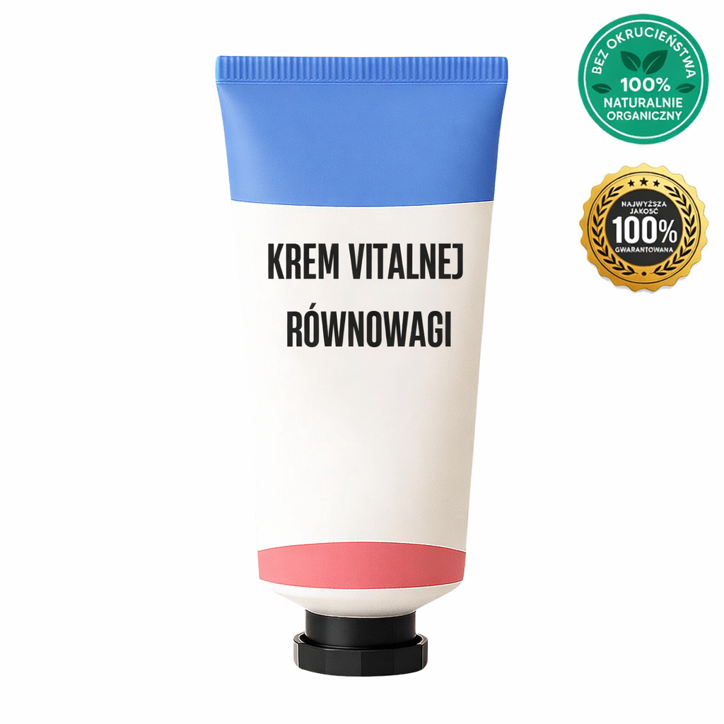 Krem Vitalnej Równowagi w tubce, naturalny krem do pielęgnacji skóry zapewniający gładki i zadbany wygląd.
