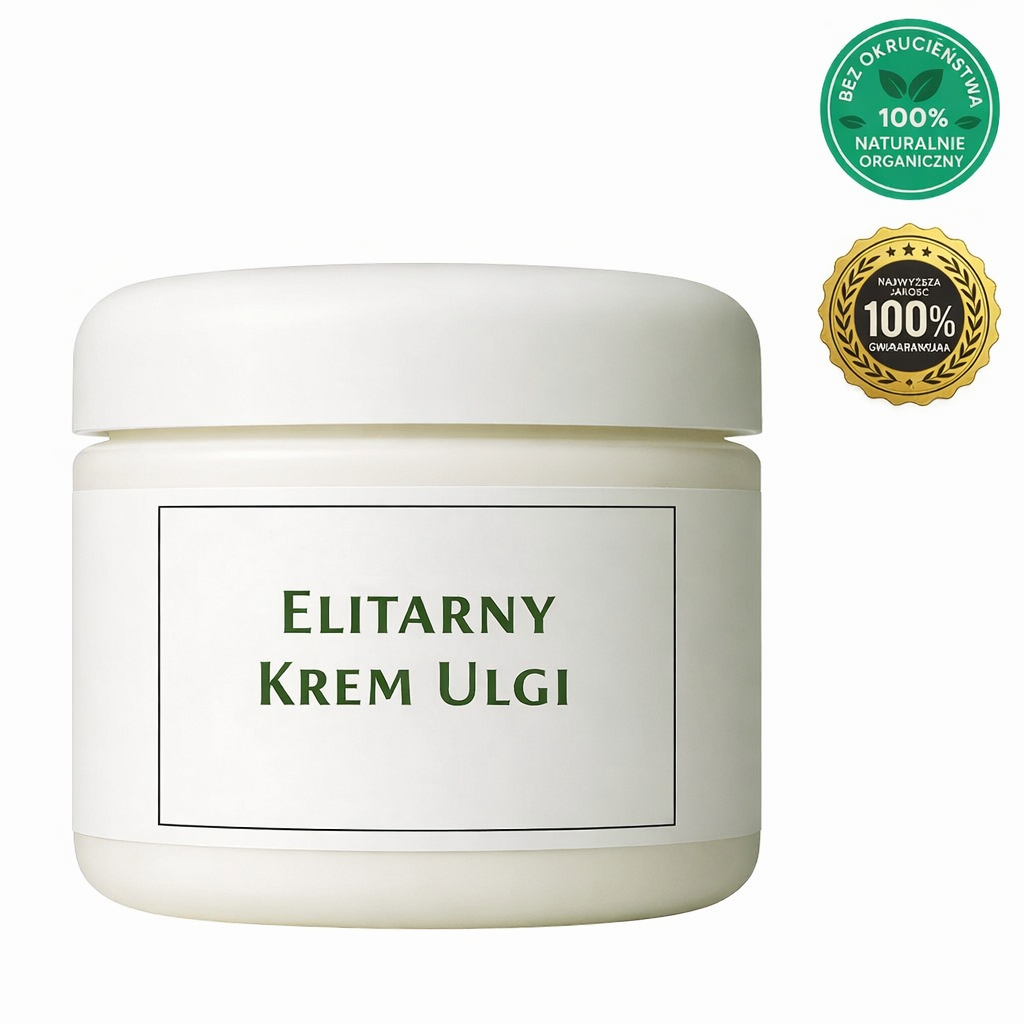 Elitarny Krem Ulgi w eleganckim opakowaniu, 100% naturalny, lekki krem do pielęgnacji skóry.