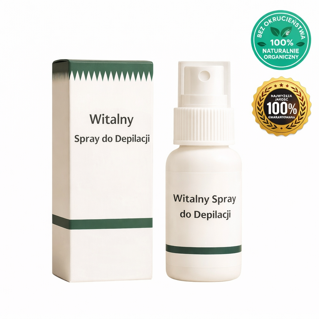 Witalny Spray do Depilacji w butelce z aplikatorem, naturalny, ekologiczny produkt do pielęgnacji skóry.