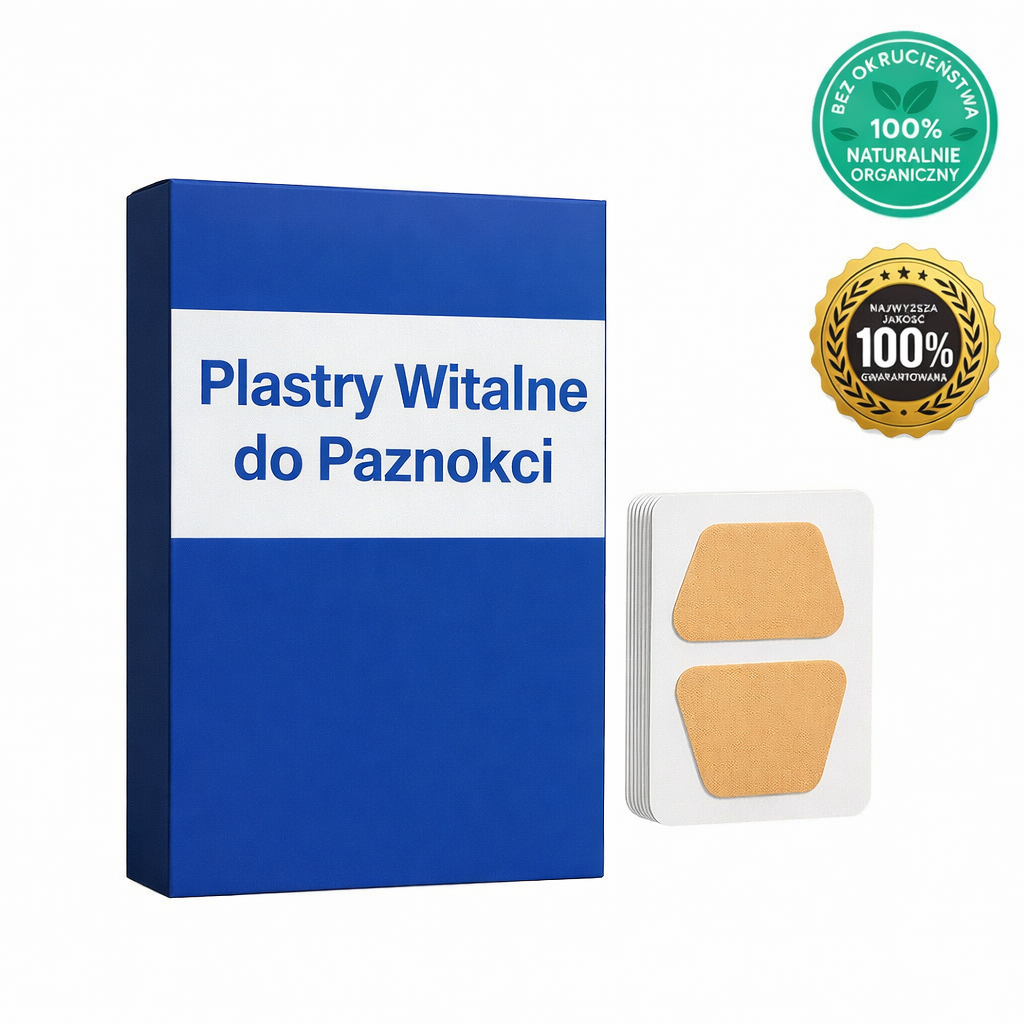 Plastry Witalne do Paznokci - opakowanie z plastrami do pielęgnacji paznokci, naturalne i wygodne w użyciu.