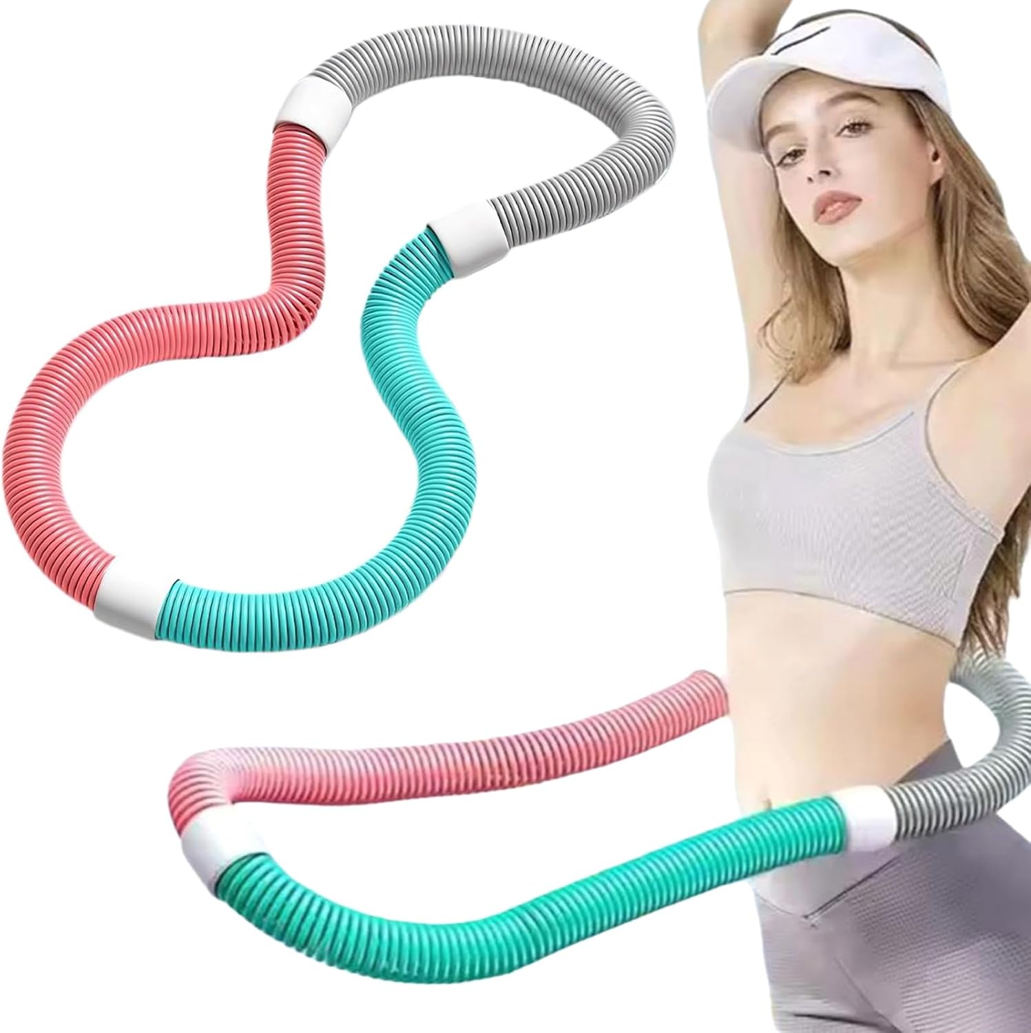 Biala SlimHoop Pro składany hula-hoop w kolorze niebieskim i różowym, idealny do treningu odchudzającego.