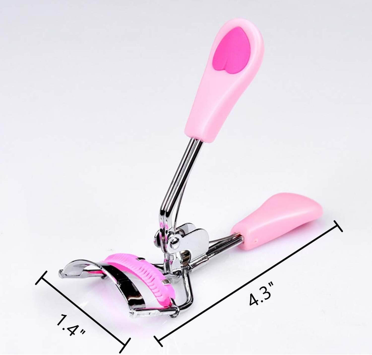 Biala – Zalotka do Rzęs ze Stali Nierdzewnej w kolorze różowym z ergonomicznymi uchwytami, rozmiar 4.3x1.4 cala.